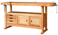 OUTIFRANCE - 0013153 Etabli Bois D'atelier à Caisson 1500x500mm - 2 Portes / 3 Tiroirs