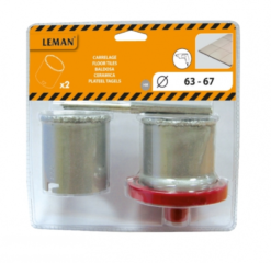 LEMAN - Lot De 2 Trépans ø 63 Et 67 Mm Avec Embase Et Foret Pilote -Outillage Boutique LEMAN Lot de trepans dia 63 et 67 avec embase et foret p 1