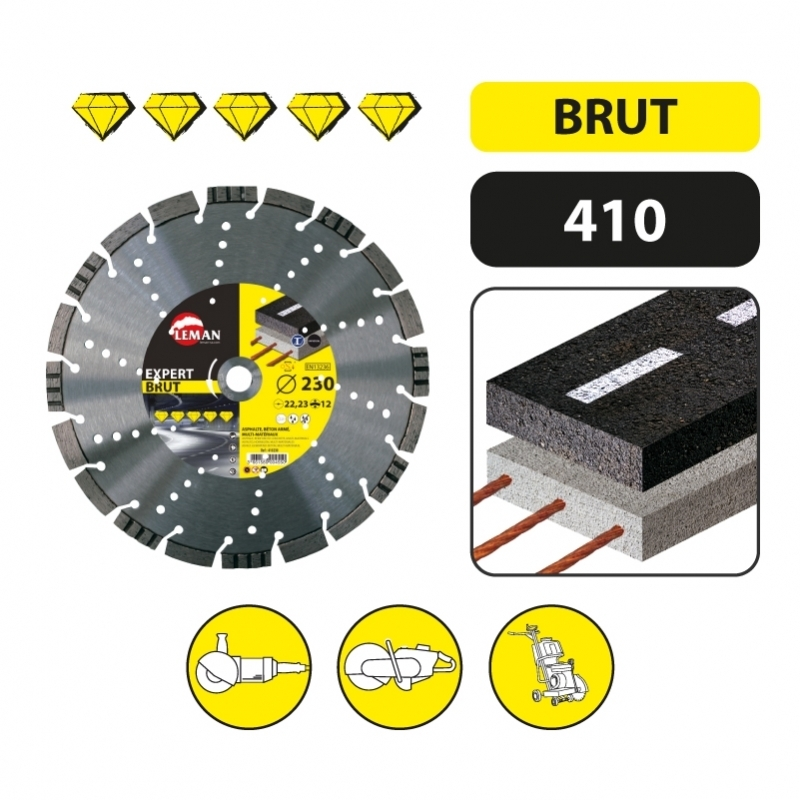 LEMAN - 410 - Disque Diamant Segments Turbo Alterné Multimatériaux 1 LEMAN - 410 - Disque Diamant Segments Turbo Alterné Multimatériaux