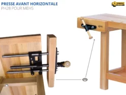 ETABLIS FRANCOIS ÉTABLIS FRANÇOIS - MEHS Etablis Menuisier Ebéniste Avec Presse Avant Horizontale PH28 (Longueur : 1500,2000,2200 Et 2400 Mm) -Outillage Boutique eTABLIS FRANcOIS MEHS Etabli Menuisier Ebeniste avec pre 2
