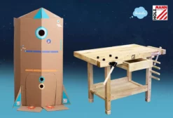 HOLZMANN - WB106MINI Établi De Menuisier En Bois Pour Enfants -Outillage Boutique mini etabli pour enfants avec autocollants pour construc