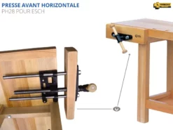 ETABLIS FRANCOIS ÉTABLIS FRANÇOIS - ESCH Etablis Sculpteur / Luthier Avec Presse Avant Horizontale PH28 -Outillage Boutique presse horizontale etablis bois PH28 2 1